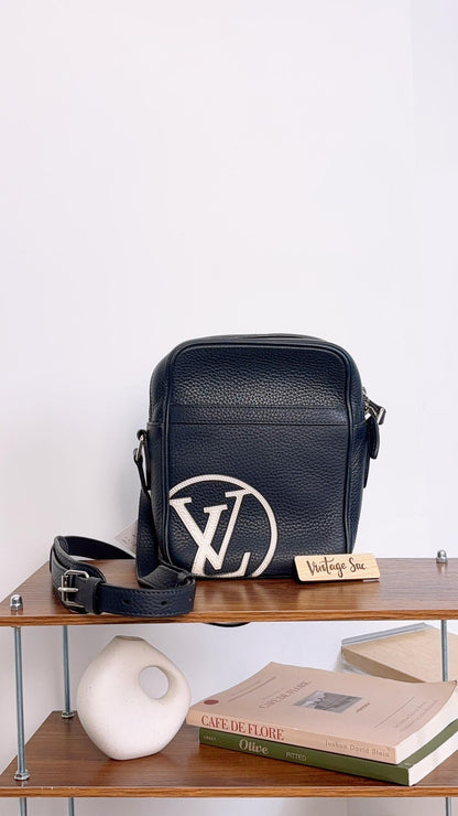 LV Navy Calfskin Logo Danube PM