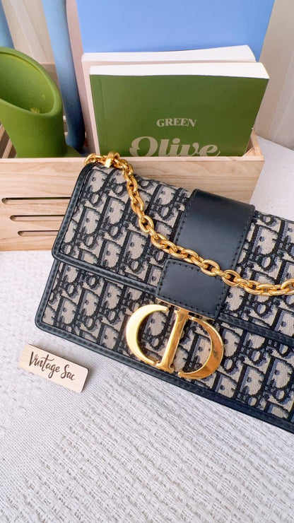 Dior Blue Montaigne East West Chain Bag (GHW)