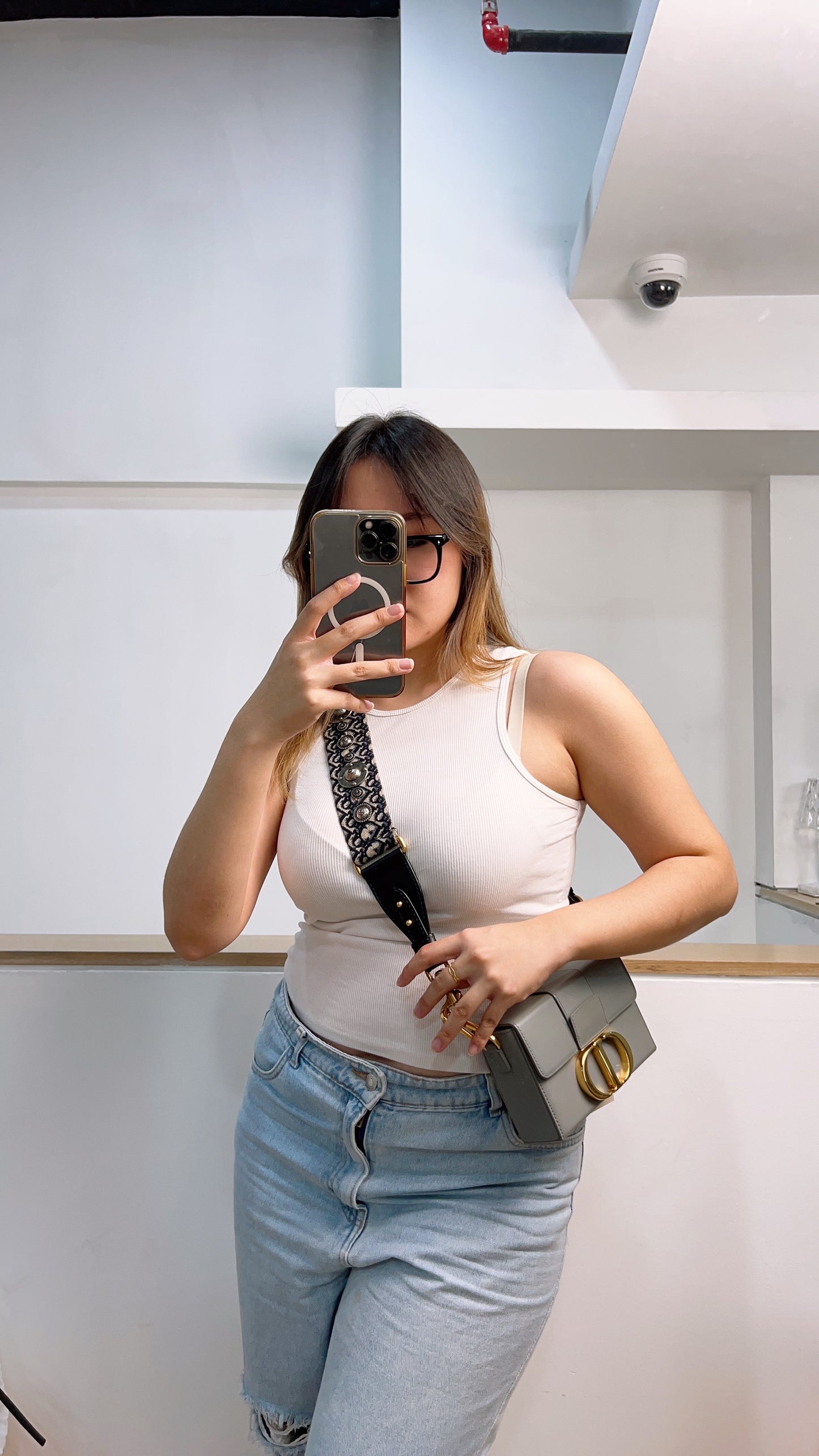 Dior Navy Embroidery Oblique Strap