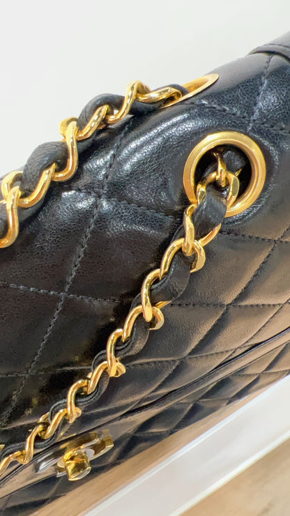 Chanel Black Lambskin Vintage Paris Limited Double Flap