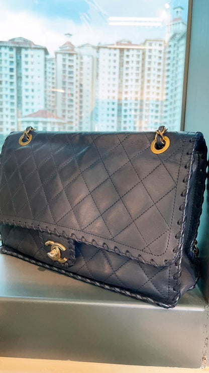 Chanel Navy Calfskin Happy Stitch Flap (GHW)