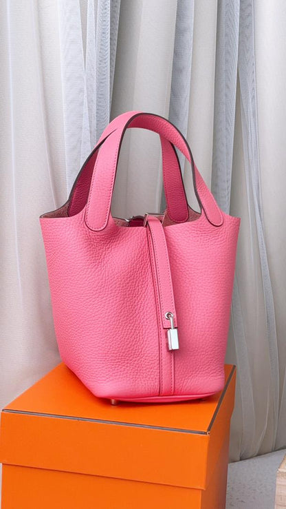 Hermes Rose Azalee Picotin 18 (PHW)