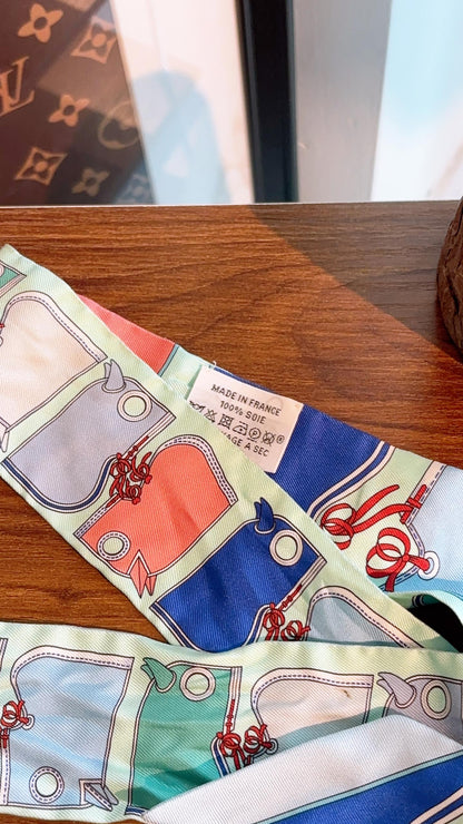 Hermes Blue Camails Twilly