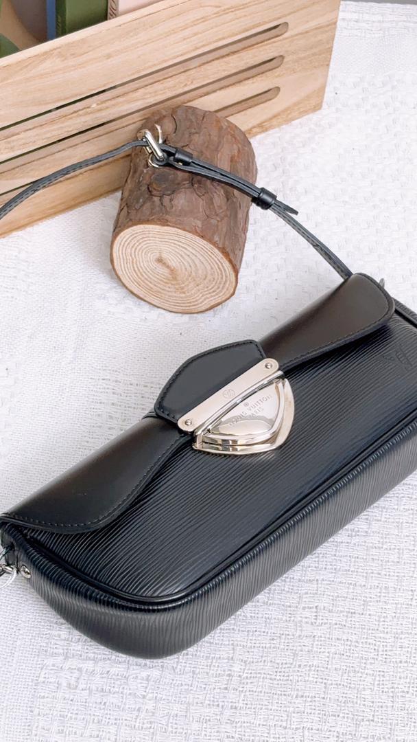 LV Black Epi Montaigne Clutch with Strap