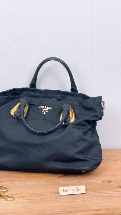 Prada Black Nylon Tessuto Tote Bag