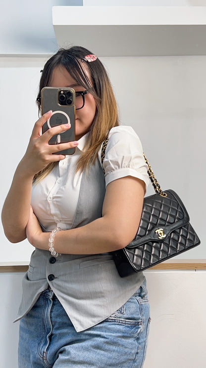 Chanel Black Lambskin Vintage Paris Limited Double Flap