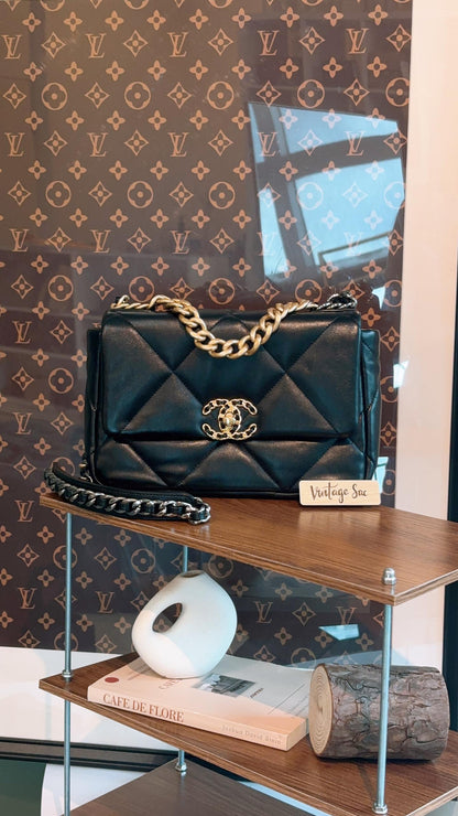 Chanel Black Lambskin Small 19 Bag (GHW)