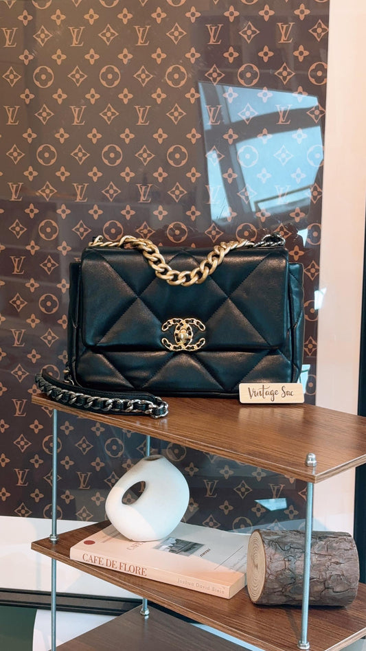 Chanel Black Lambskin Small 19 Bag (GHW)