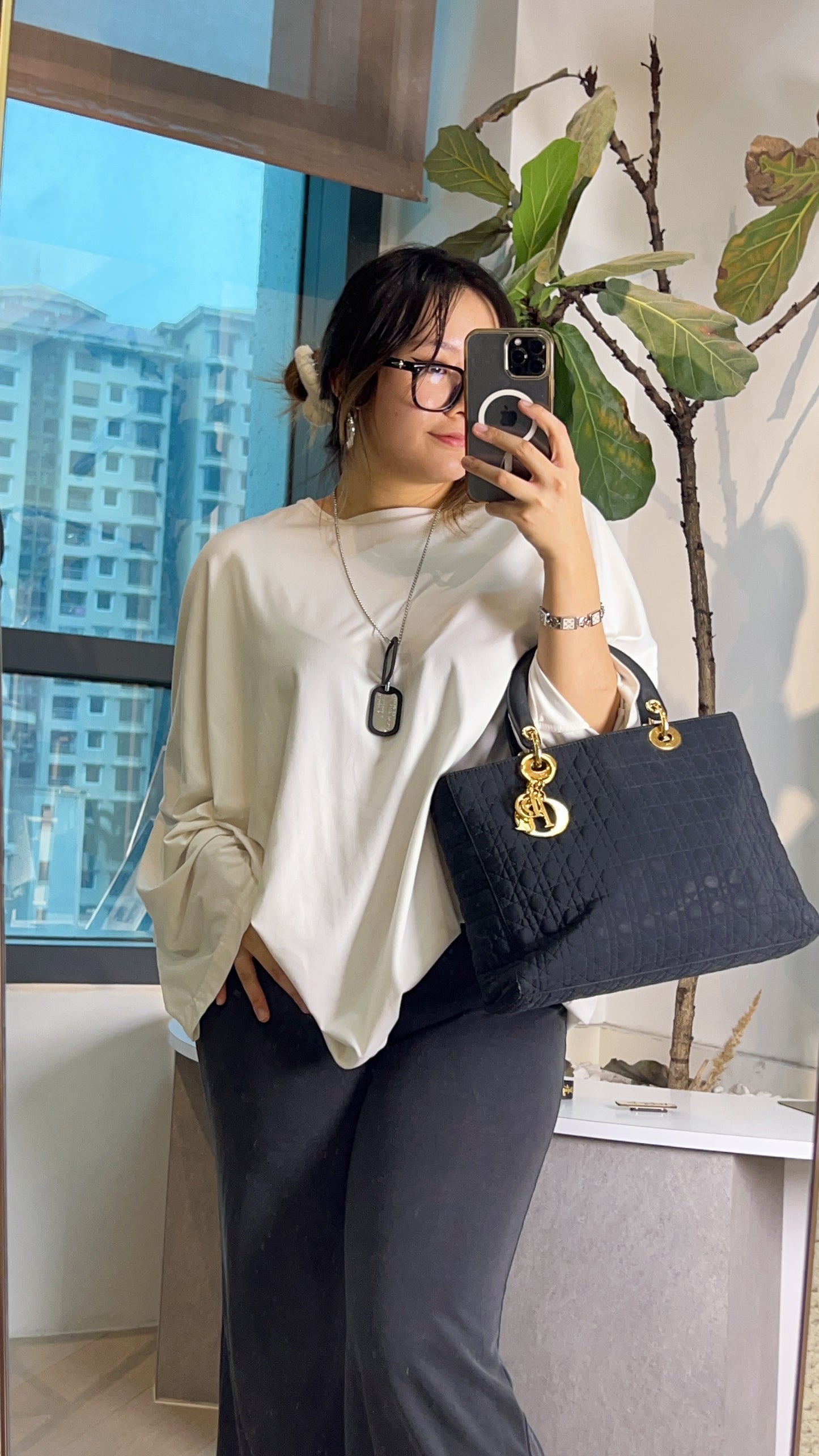 Dior Black Canvas Vintage Lady Dior