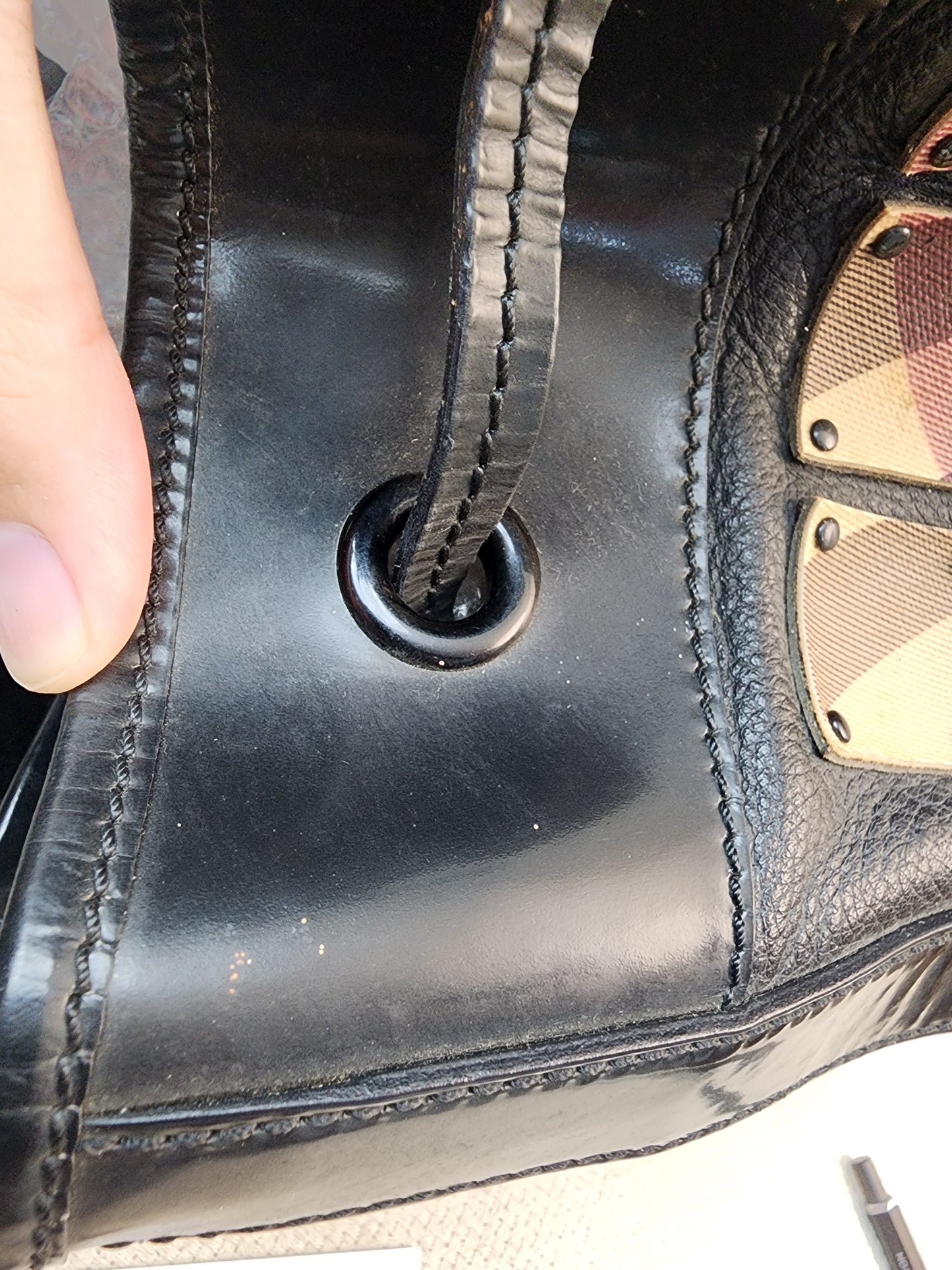 Burberry Nova Check Studded Warrior Armour Hobo Bag