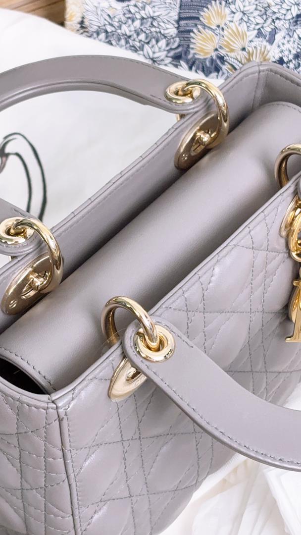 Dior Grey Lambskin Small Lady D (GHW)