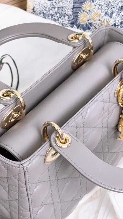 Dior Grey Lambskin Small Lady D (GHW)