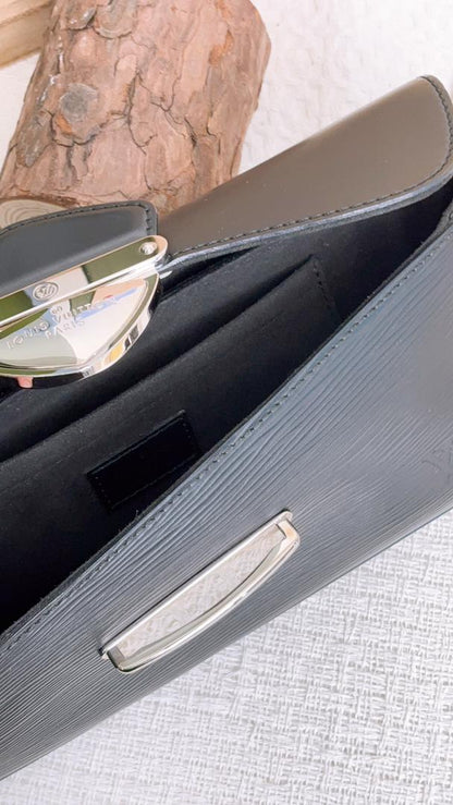 LV Black Epi Montaigne Clutch with Strap