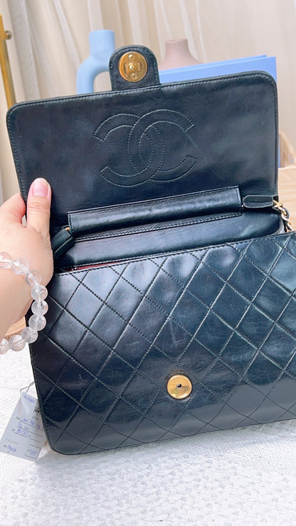 Chanel Black Vintage Button Flap (GHW)
