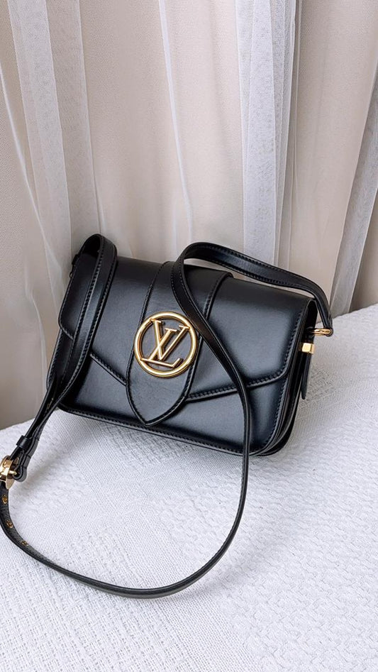 Louis Vuitton Black Smooth Calfskin Pont 9 Shoulder Bag