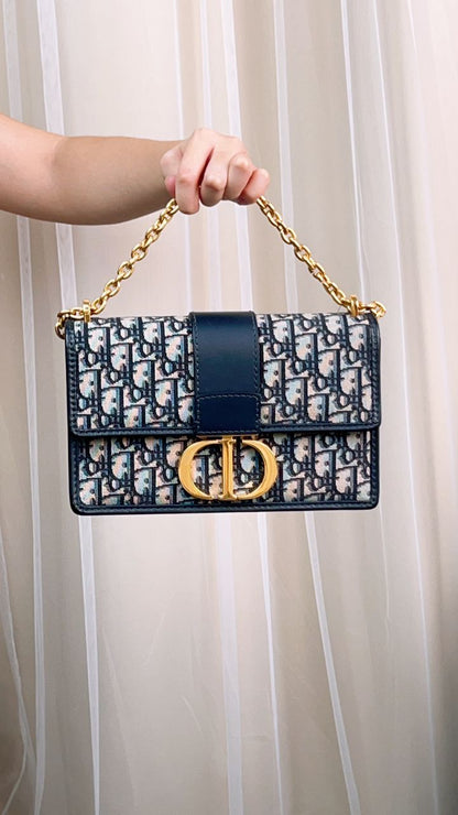 Dior Blue Montaigne East West Chain Bag (GHW)