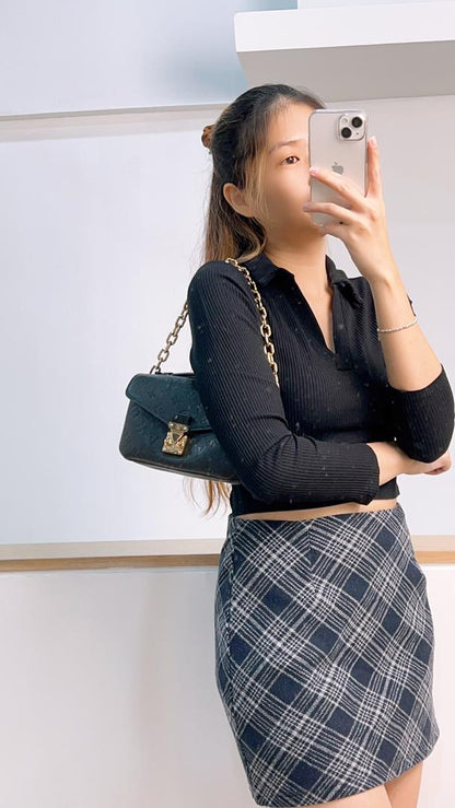 LV Black Monogram Empreinte Pochette Metis East West