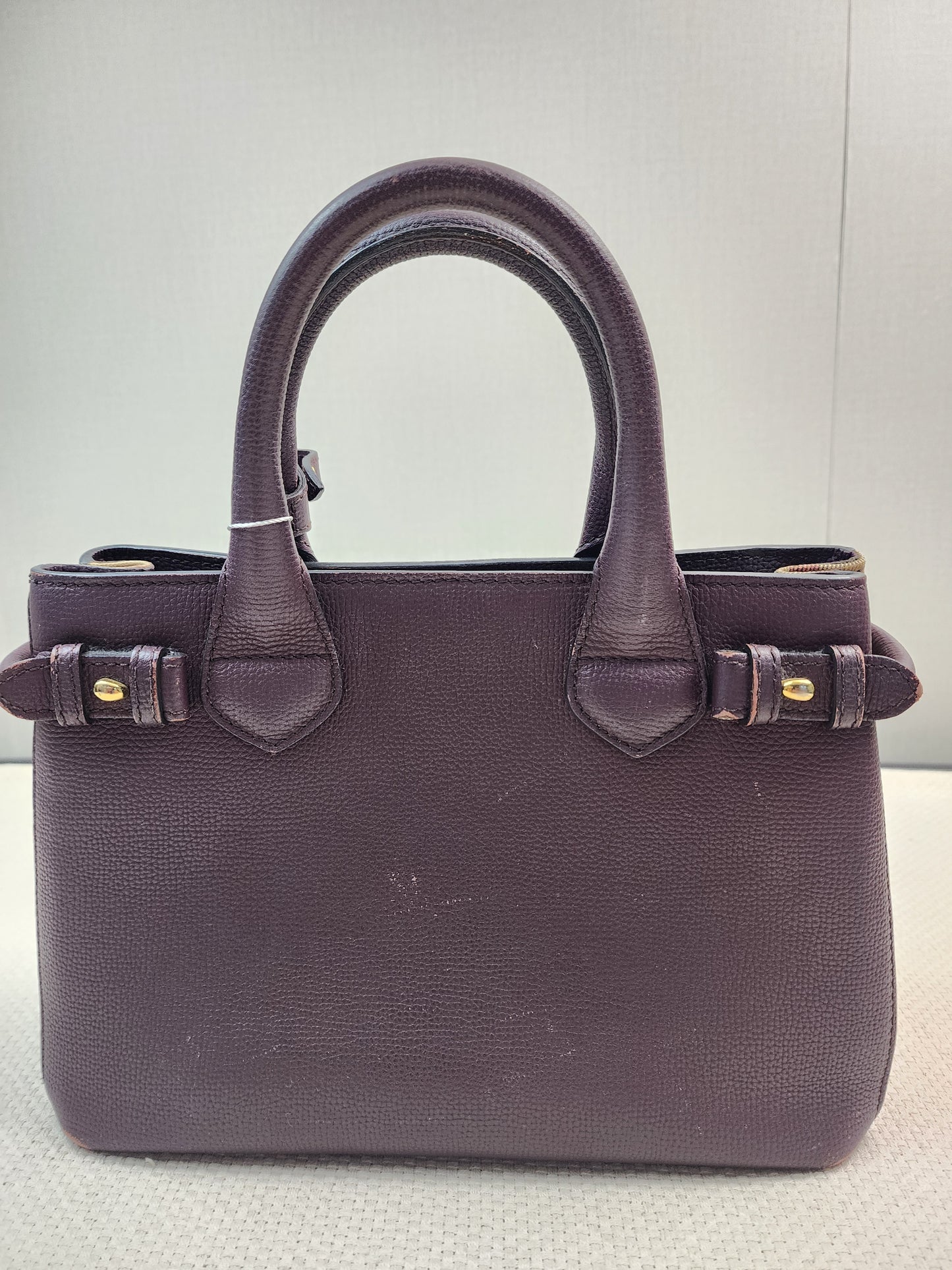 Burberry Burgundy Calfskin Banner Tote Small
