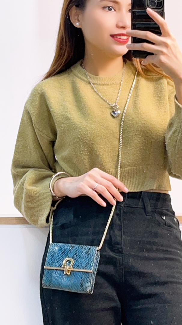 Salvatore Ferragamo Phyton Blue Flap Wallet