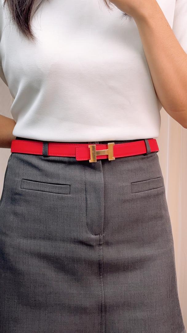 Hermes Red / Rose Jaipur Constance Reversible Belt 23mm