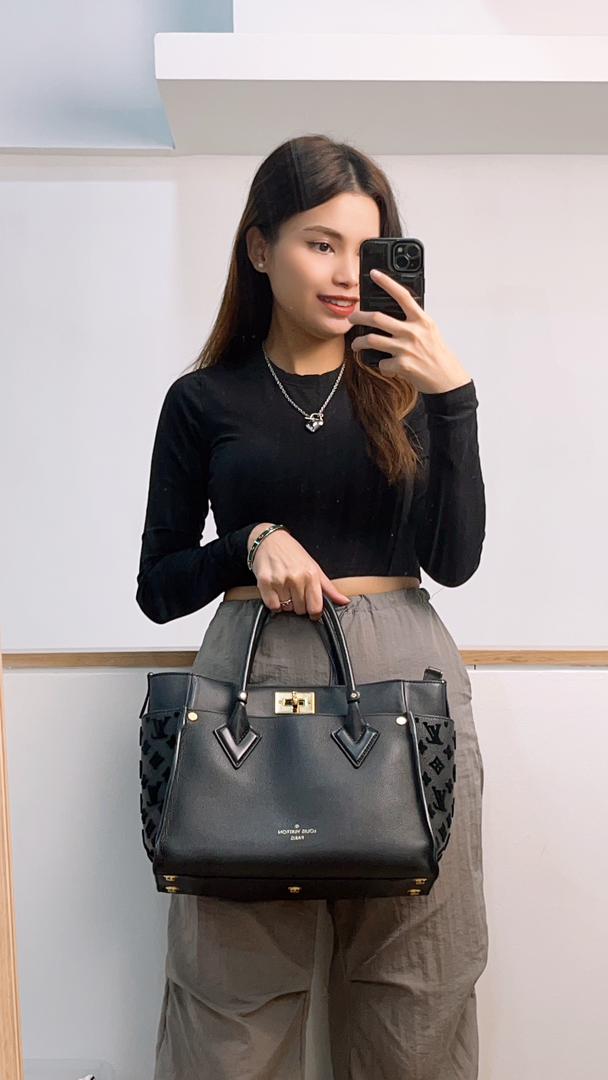 LV Black Calfskin On My Side MM