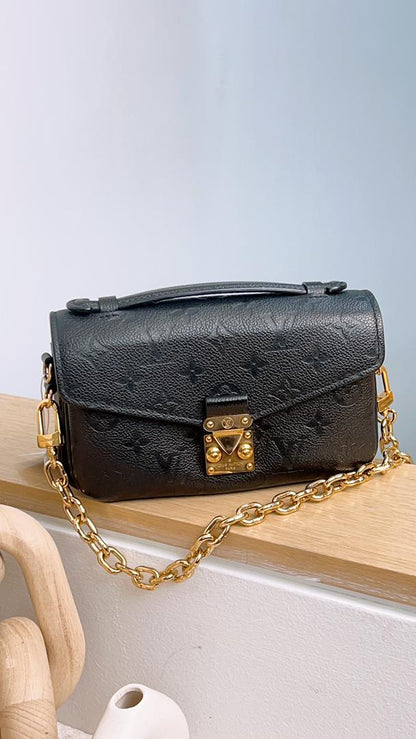 LV Black Monogram Empreinte Pochette Metis East West