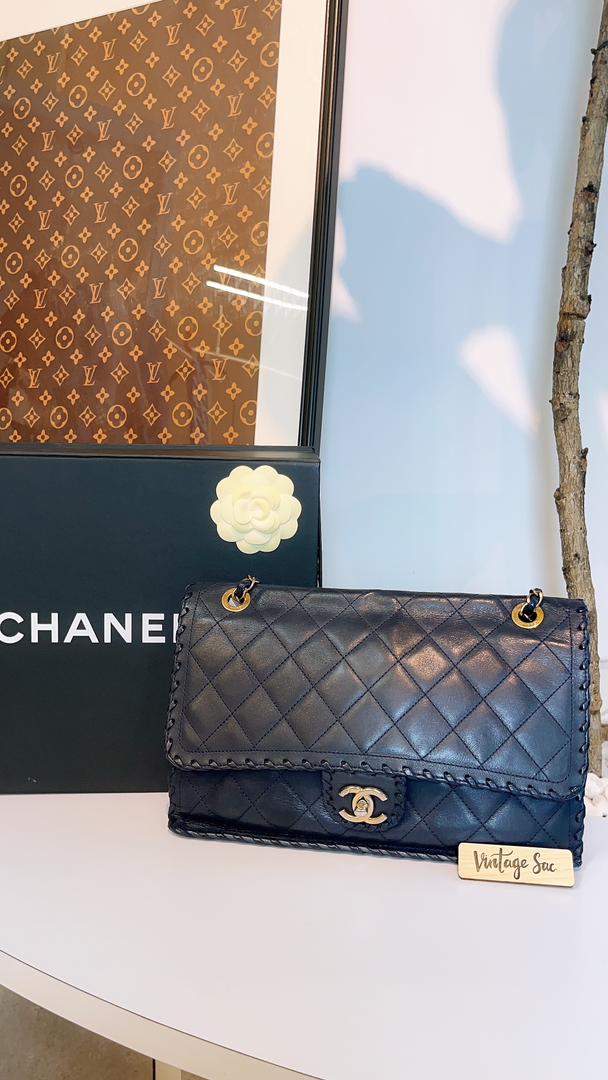 Chanel Navy Calfskin Happy Stitch Flap (GHW)