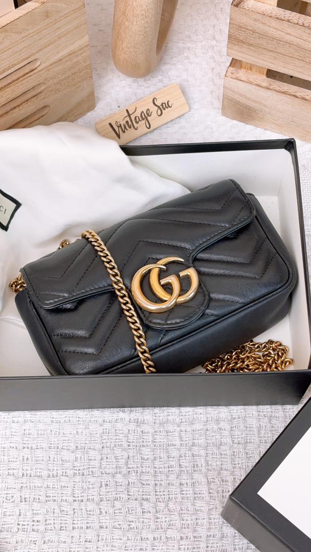 Gucci Black Supermini Marmont (GHW)