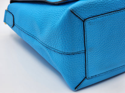Burberry Blue Grain Calfskin Large Burleigh Messenger Bag