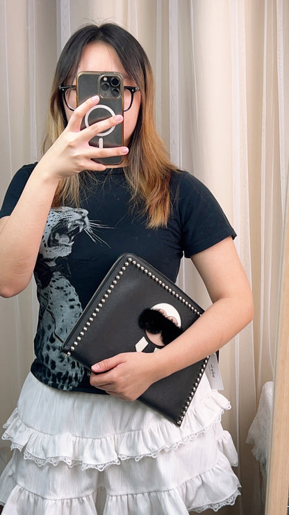 Fendi Black Karlito Clutch Studs