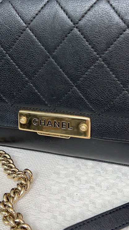 Chanel Black Calfskin Click Label Top Handle GHW