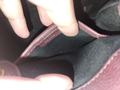 Burberry Burgundy Calfskin Banner Tote Small