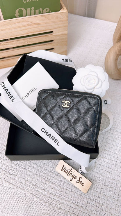 Chanel Black Caviar Zippy Purse