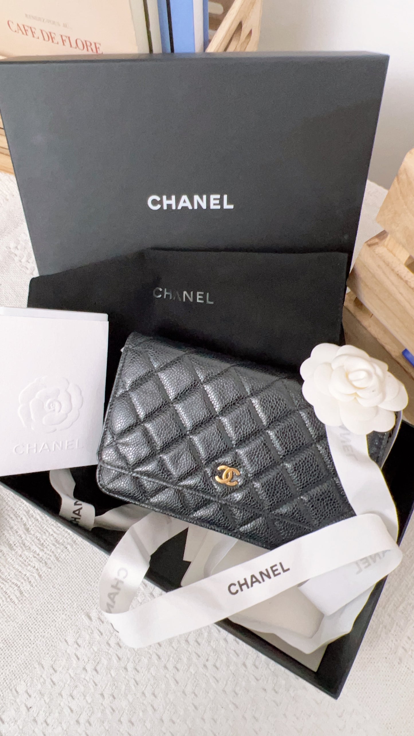 Chanel Black Caviar Classic WOC GHW