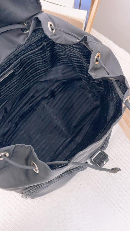 Prada Black Nylon Drawstring Backpack