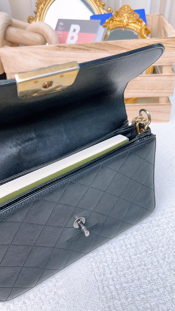 Chanel Black Calfskin Straight Lines Flap Bag