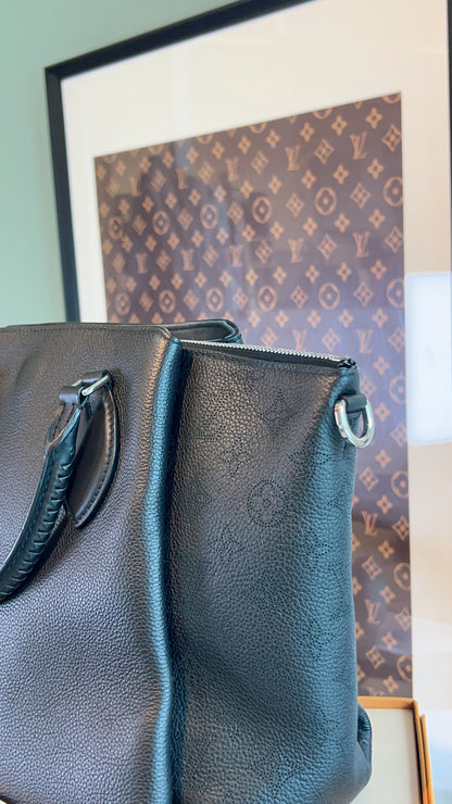 LV Black Mahina Leather Haumea Shoulder Bag