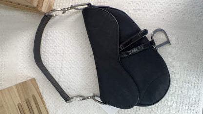 Dior Black Nylon Vintage Saddle Bag SHW