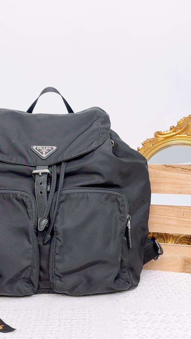 Prada Black Nylon Drawstring Backpack