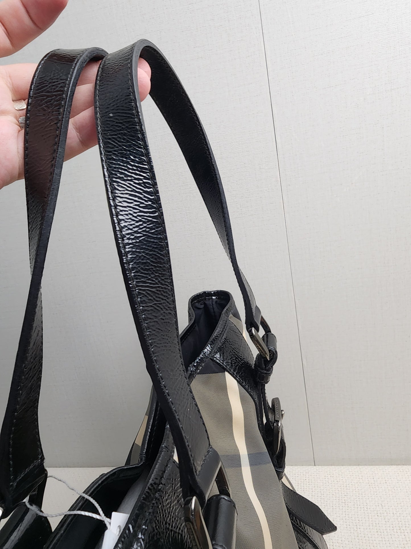 Burberry Black Nylon Beat Check Victoria Tote