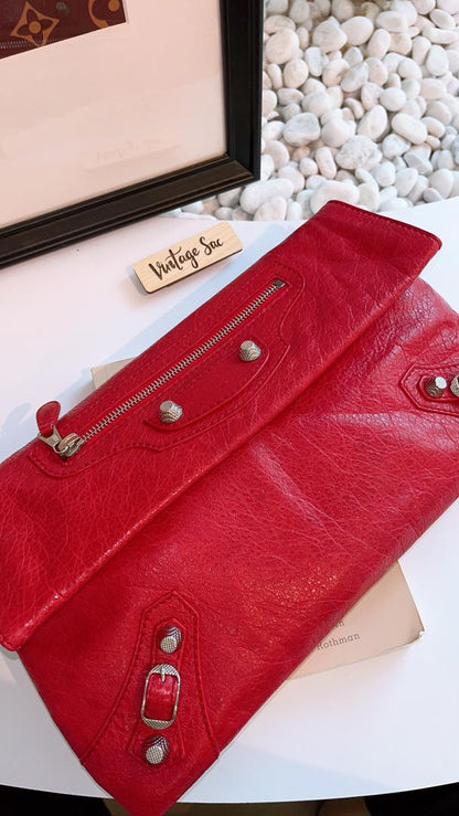 Balenciaga Red Envelope Clutch in Strap