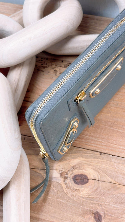 Balenciaga Grey Leather Metallic Edge City Zippy Wallet