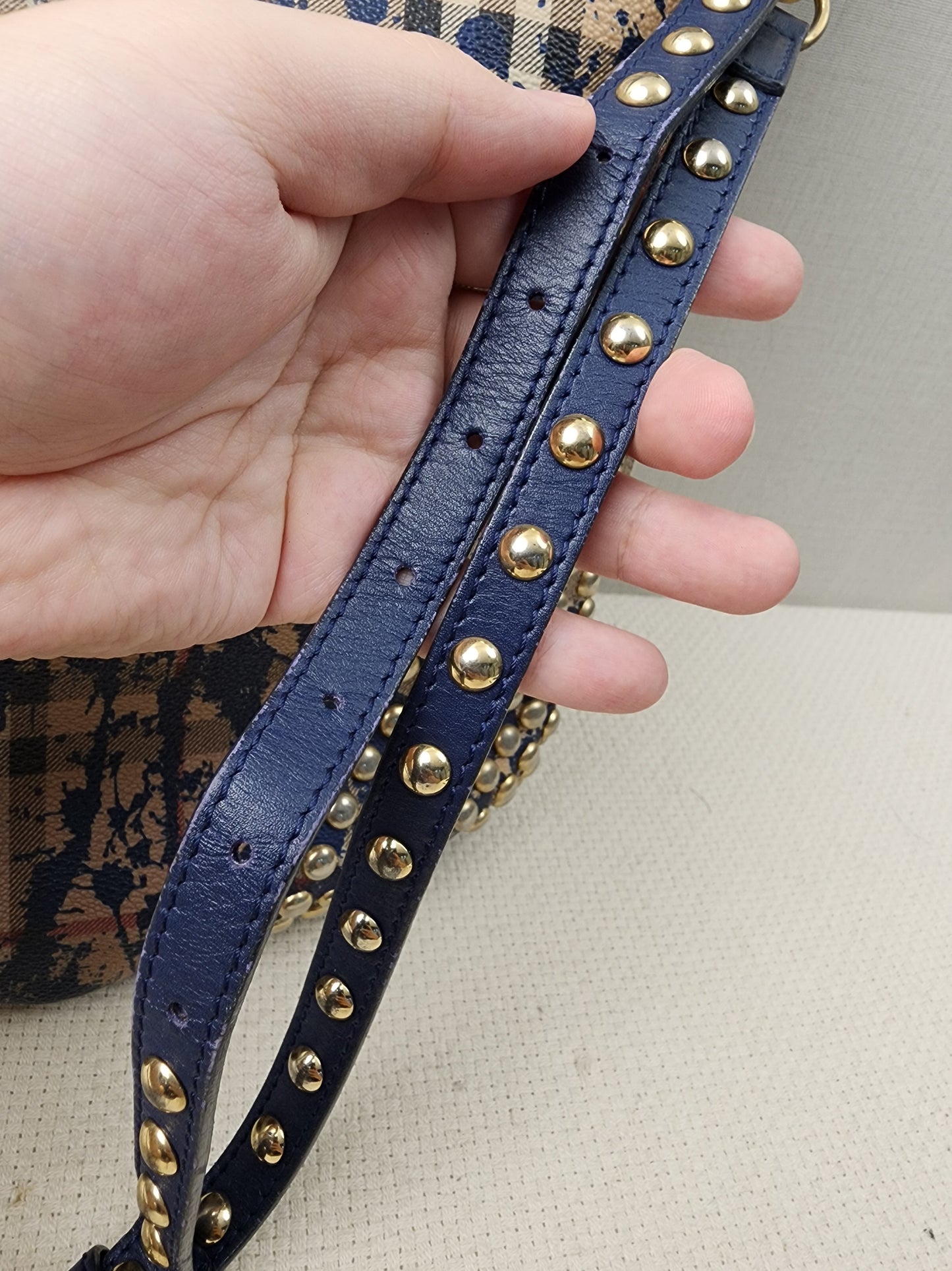 Burberry Haymarket Check Splash Studded Canterbury Tote