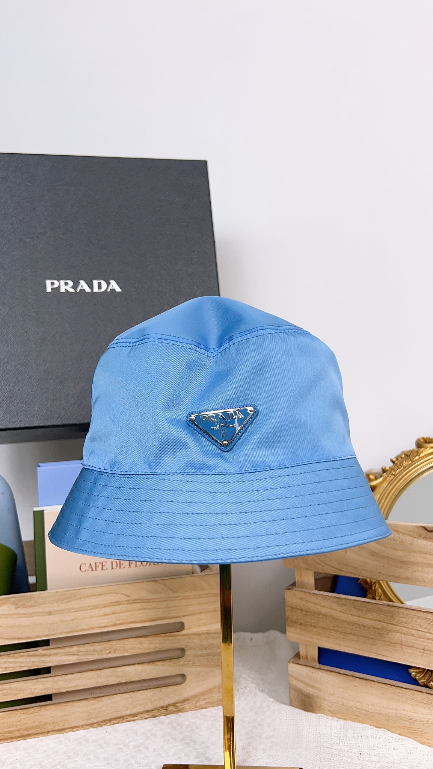 Prada Blue Nylon Bucket Hat