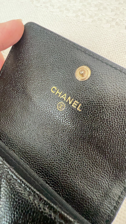 Chanel Black Caviar 22B XL Card Holder GHW