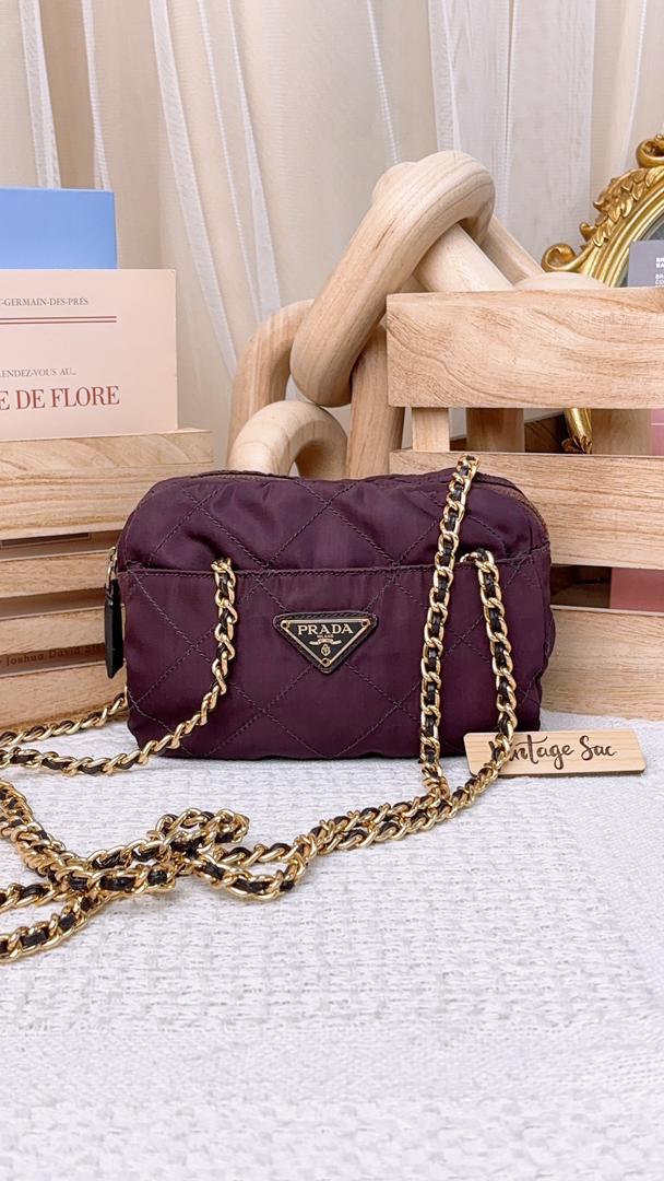 Prada Purple Nylon Crossbody Chain Bag