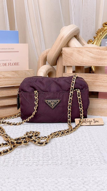 Prada Purple Nylon Crossbody Chain Bag