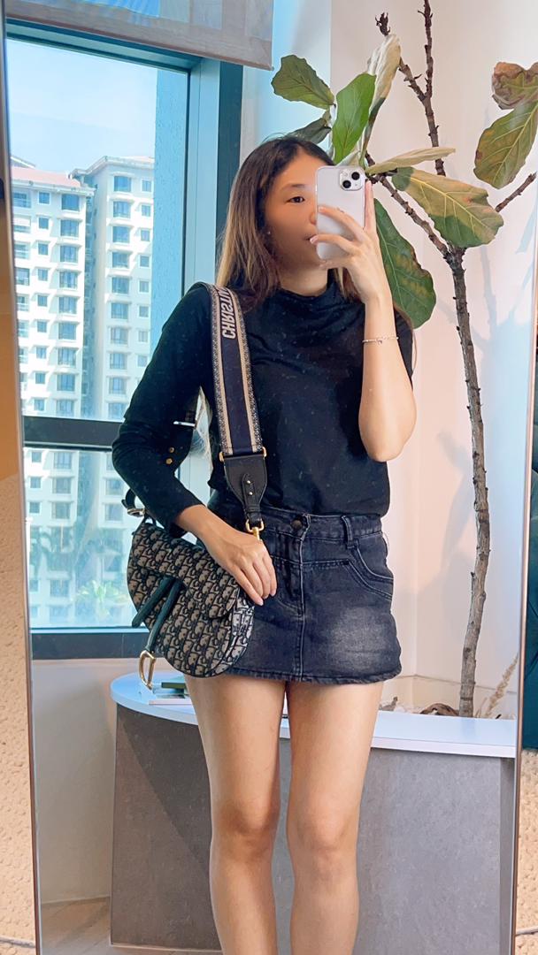 Dior Navy Oblique Medium Saddle w Strap