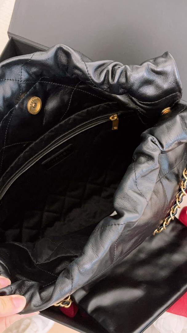 Chanel Black Calfskin Small 22 Bag (GHW)