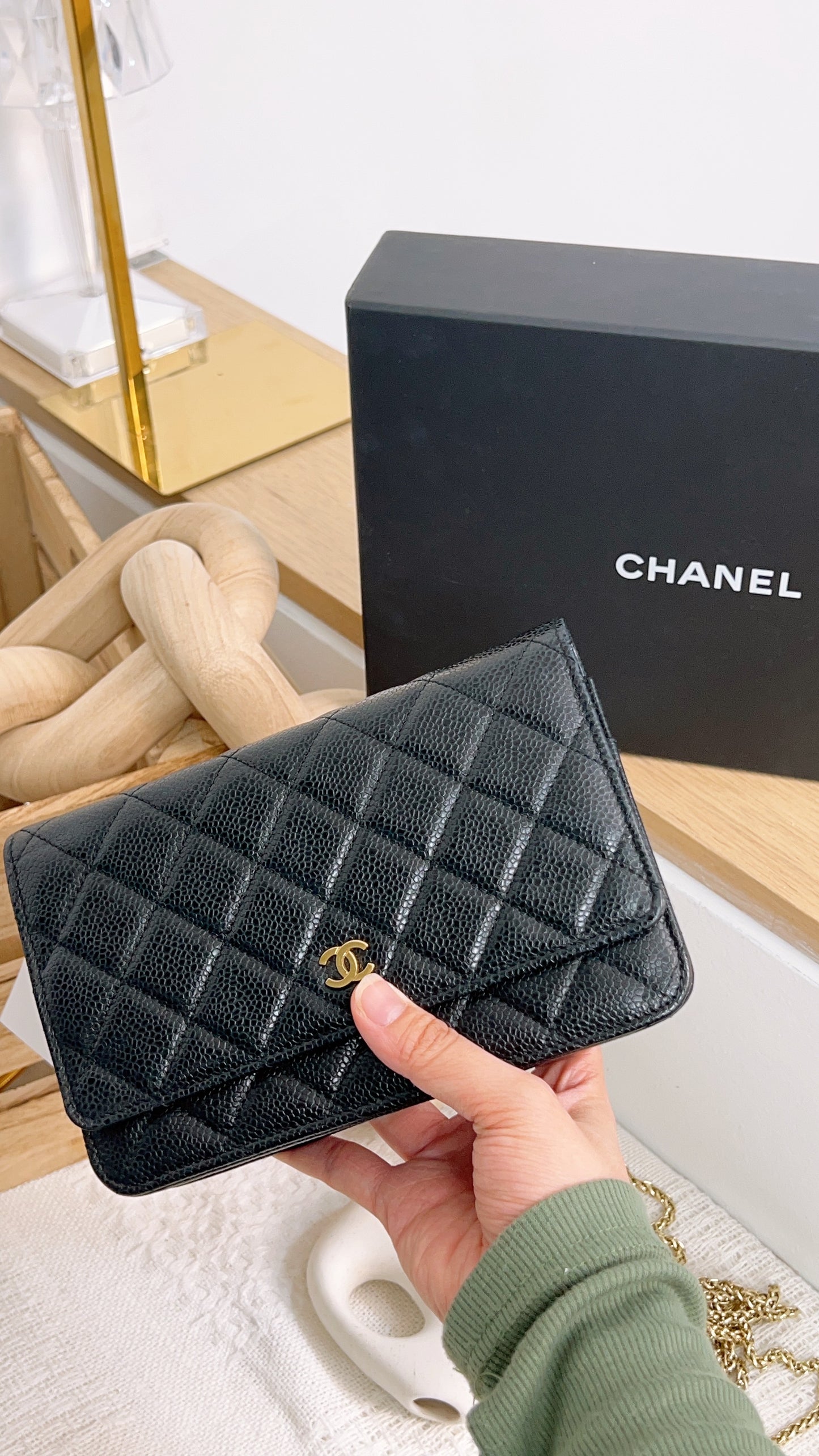 Chanel Black Caviar Classic WOC GHW